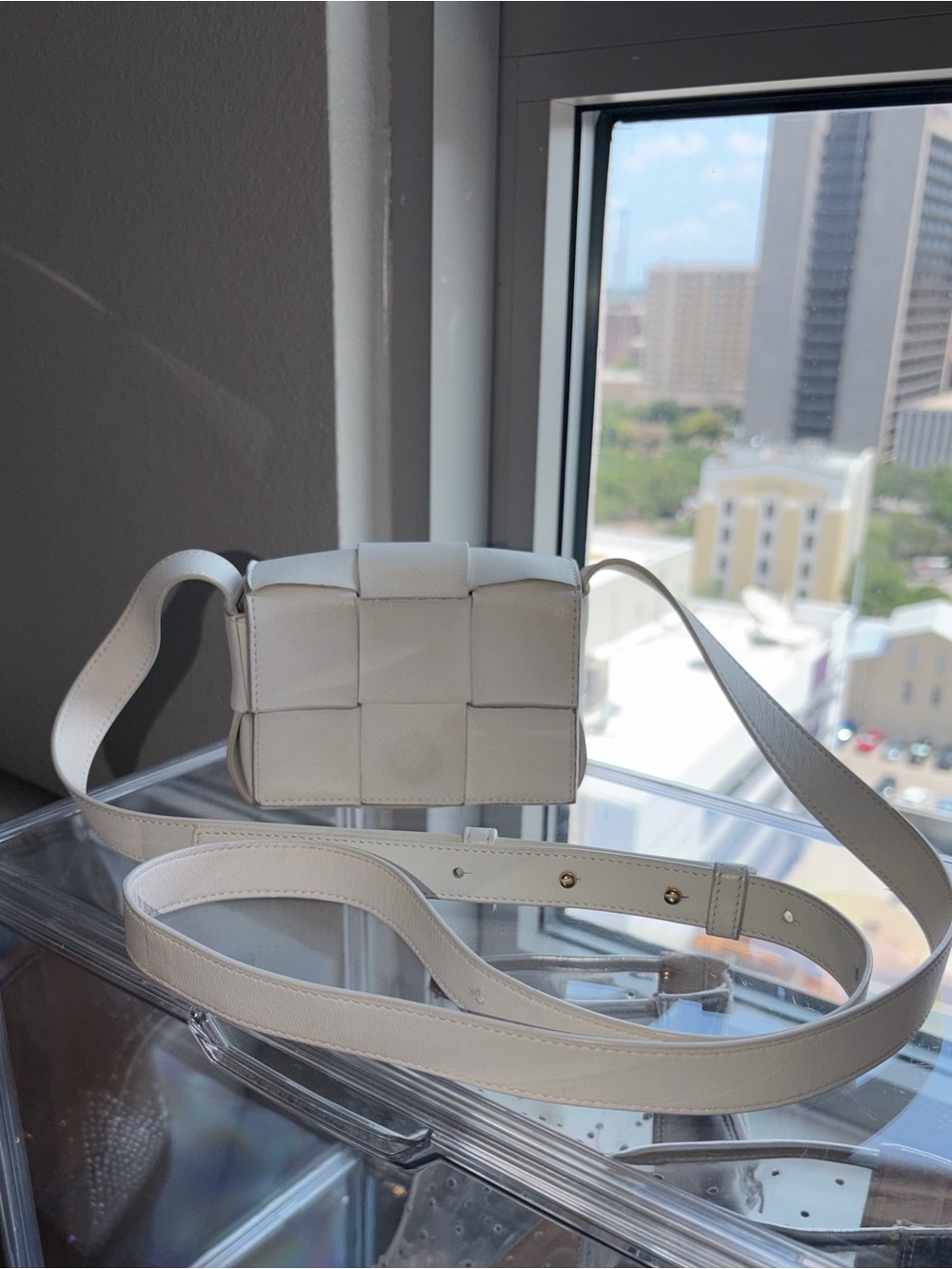 Bottega Veneta Intrecciato Mini Crossbody Cream